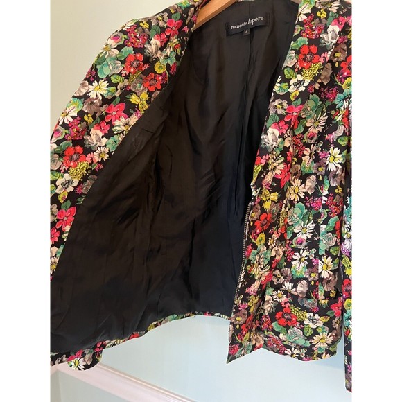 NANETTE LEPORE 0 floral zip front blazer jacket - Picture 6 of 6